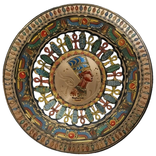 طبق نحاسي مصري يدوي بنقش نفرتيتي